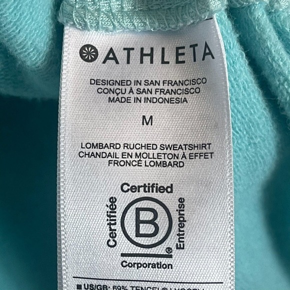 Athleta‎ Sweatshirt Womens Medium Green Lombard Ruched Pullover Sweater Adult - Picture 8 of 12
